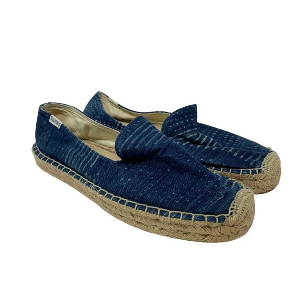 Soludos Espadrille Slip Ons Womens Size 9 Indigo Dye Wash Blue - Picture 1 of 7